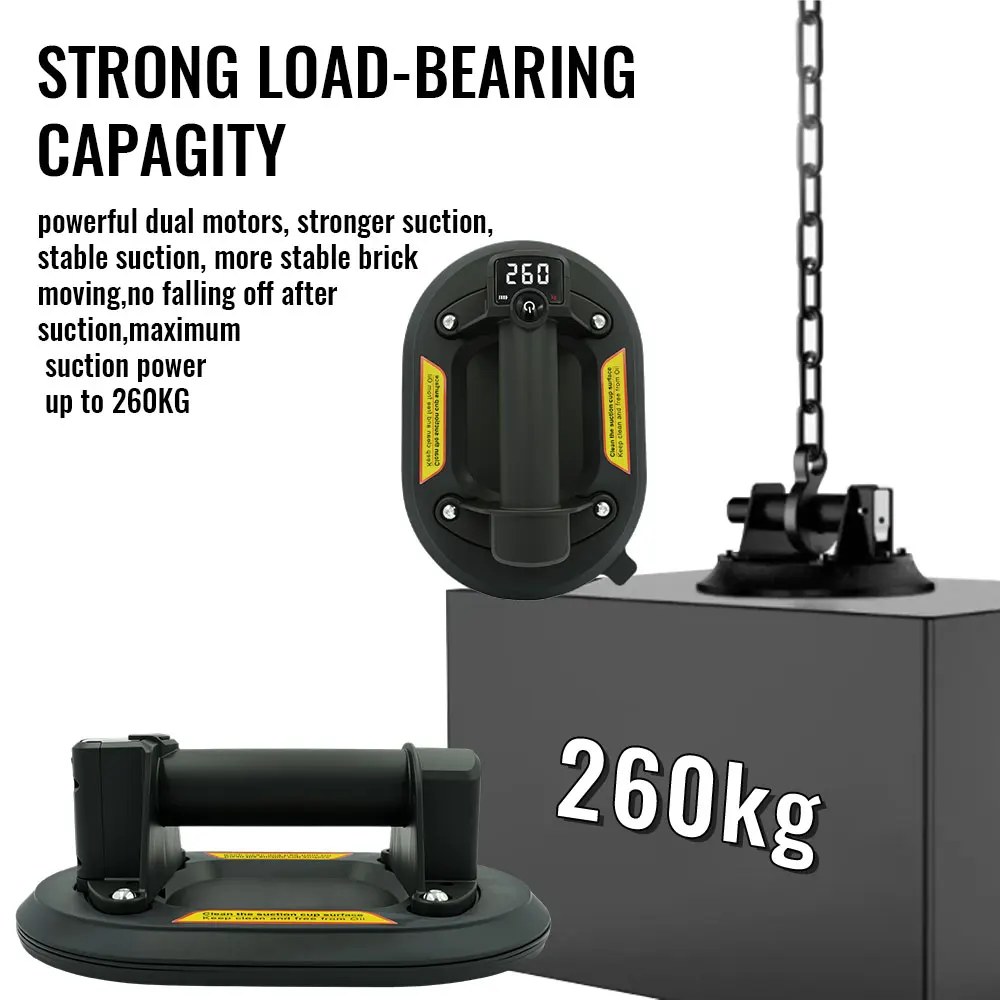 Professional 260kg Load 1800 Mah Electric Vacuum Suction Cup Gripster Heavy Lifter Air Pump Lifting Tool for Display Glass Granite Ti