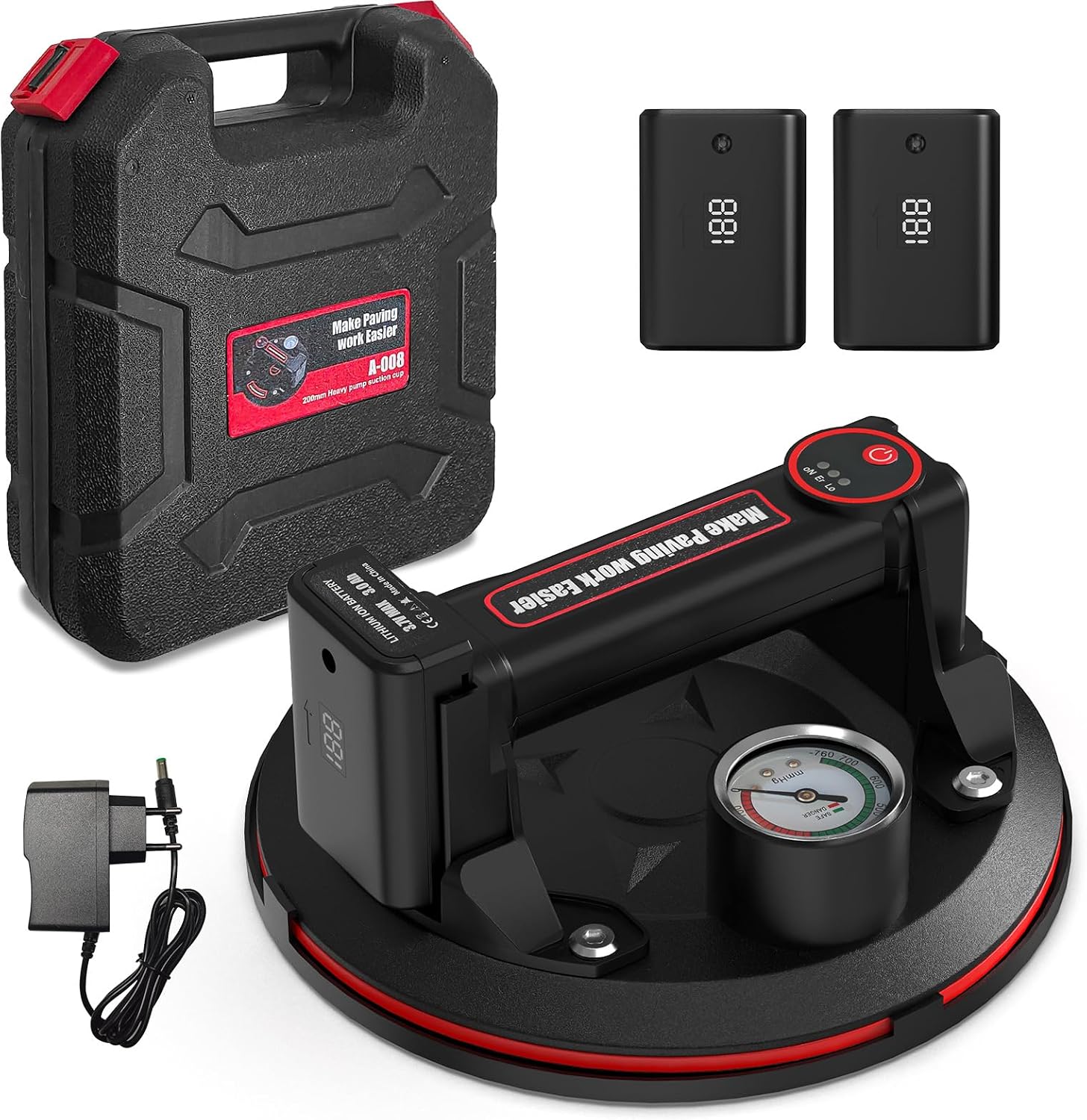 DURDUR 2 Pcs 8 Inch Vacuum Gripster Suction Lifter Battery Tile Lift with Pressure Gauge 250 kg