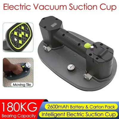 2600mAh Electric Vacuum Suction Cups Gripsters for Tile Glass Granite Metal Wood 180KG Bearing Capacity Heavy Duty Lifter Powerful Suckers