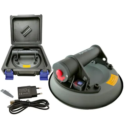 Plattini Electric Vacuum Suction Cup Gripster - 120 kg / 265 lb Capacity, Digital Vacuum Display, for Glass, Tile and Stone