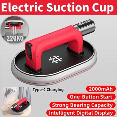Intelligent Display Electric Suction Cup Gripster 220KG Bearing Capacity Heavy Lifter Granite Glass Tile Suckers Lifting Tool 2000mAh