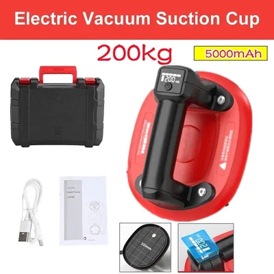 200KG Capacity Electric Vacuum Suction Cup Gripster Glass Lifter Tile Sucker Portable Lifting and Moving Power Tool Type-C Rechargable