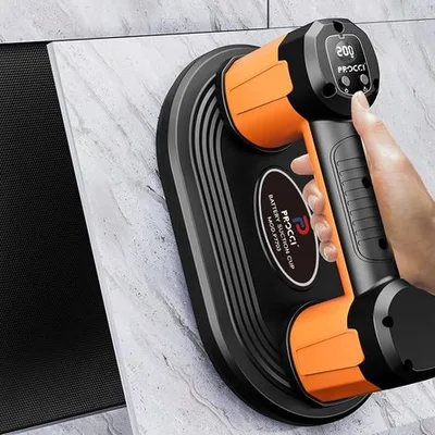 Professional Battery-Powered Suction Cup, Dual Motor, 200 KG Suction Force, Polyurethane Seal, LCD Screen, 4500 mAh Battery, for Slightly Rough